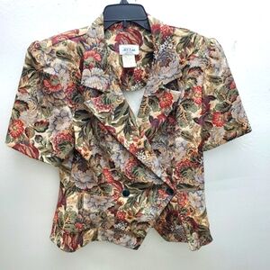 VTG Single Waist Double Breast Tapestry Blazer Grandma Chic  EUC - 16P